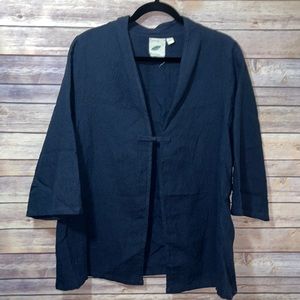 ⭐️ Nurture Cotton Linen Jacket Tunic 3/4 Sleeve Size Large Navy Blue D2
